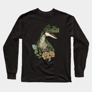 Dinosaur T rex in Summer Time Long Sleeve T-Shirt